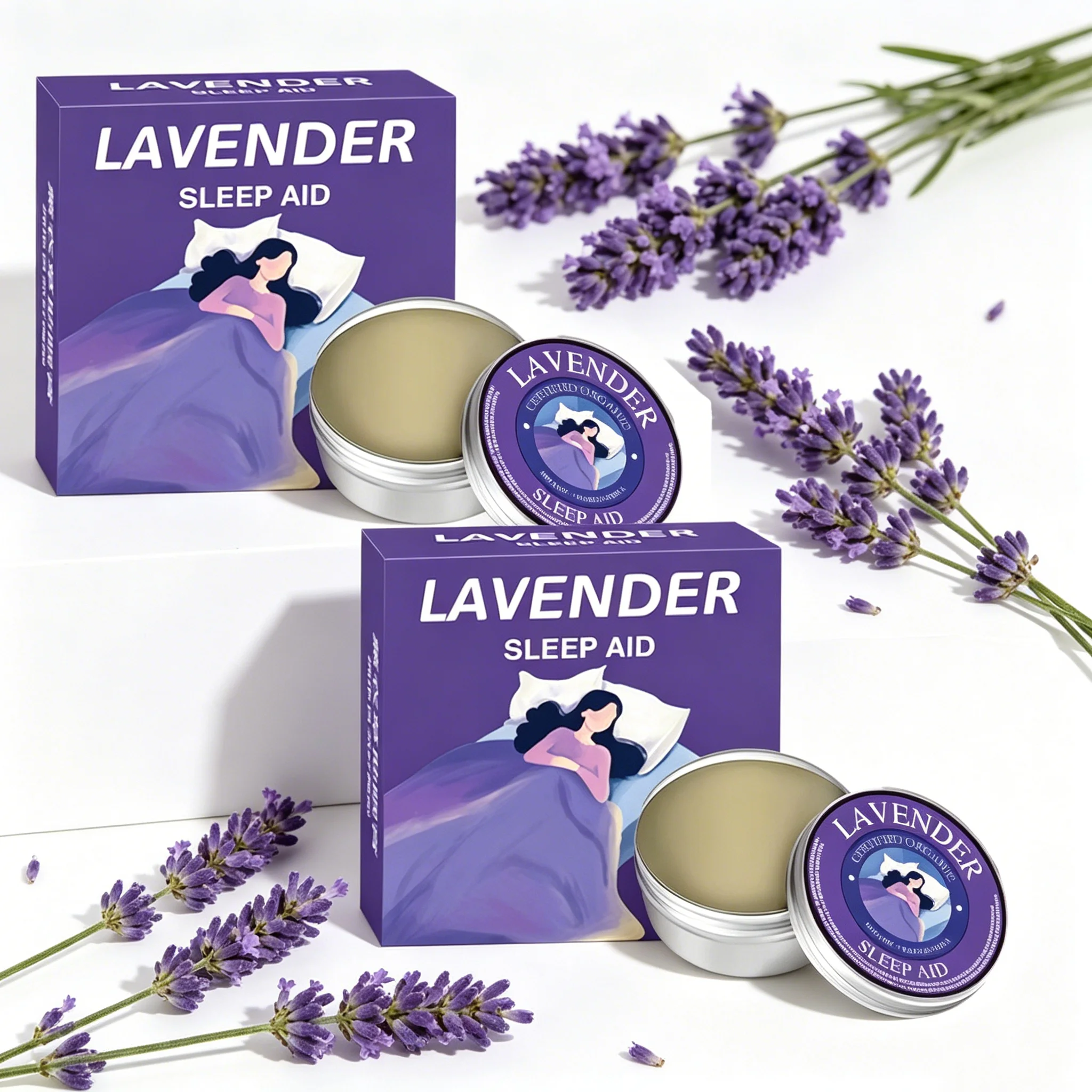 Lavender Sleep Balm Natural Essential Oil Aromatherapy Cream,Deep Moisturizing Long Lasting Calming Scent, Night Care