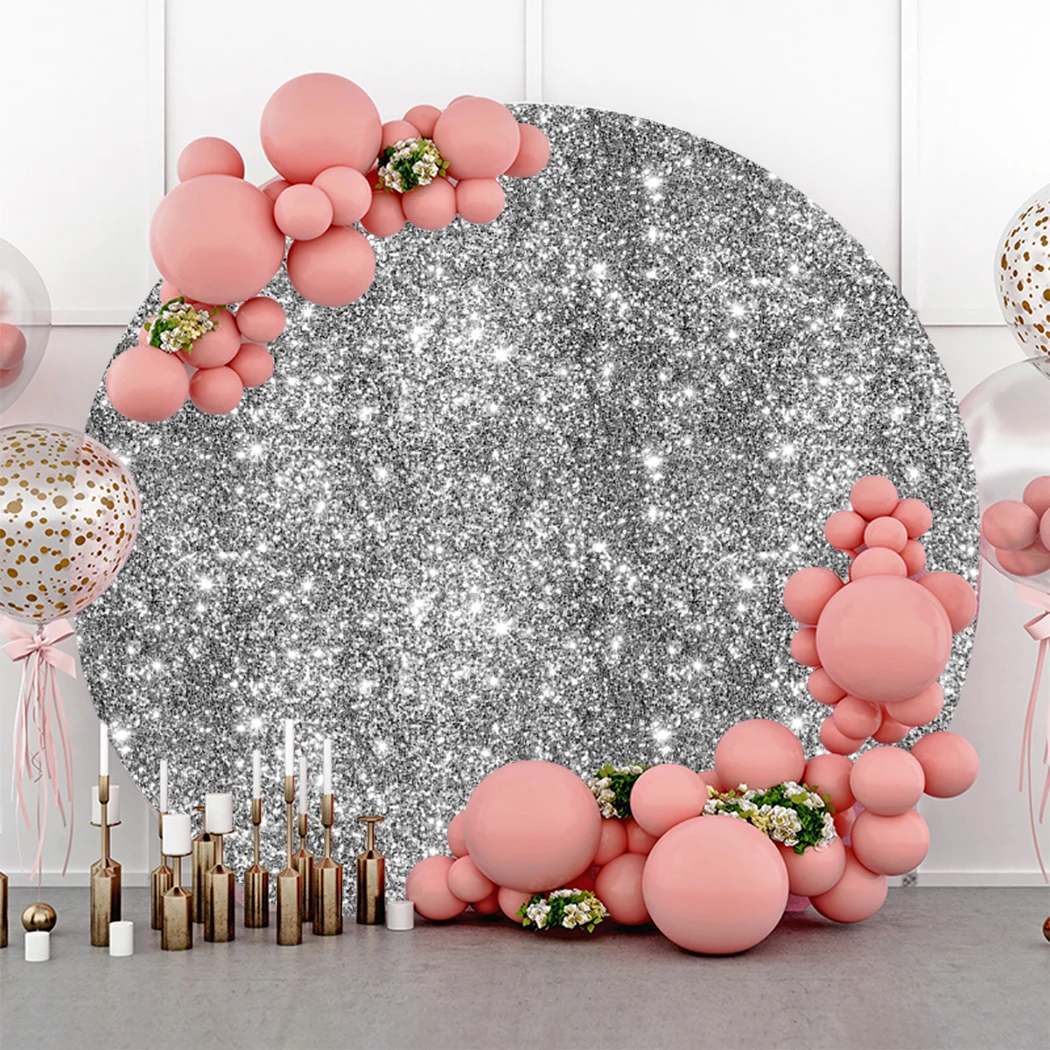 Fondo personalizado de lunares brillantes para fiesta de cumpleaños, fotografía con nombre, póster redondo personalizado, telón de fondo para Baby Shower