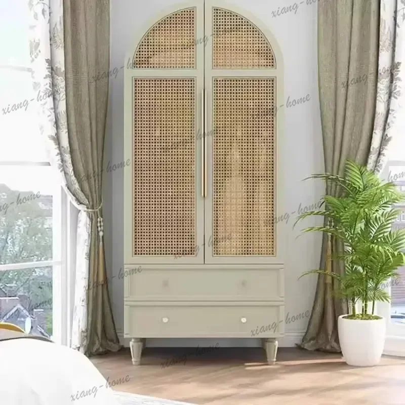 LJY Nordic Luxury Rattan Wardrobes Drawers Aesthetic Modern Storage Wardrobe Organizer Clothes Stylish Guarda Roupa Furniture