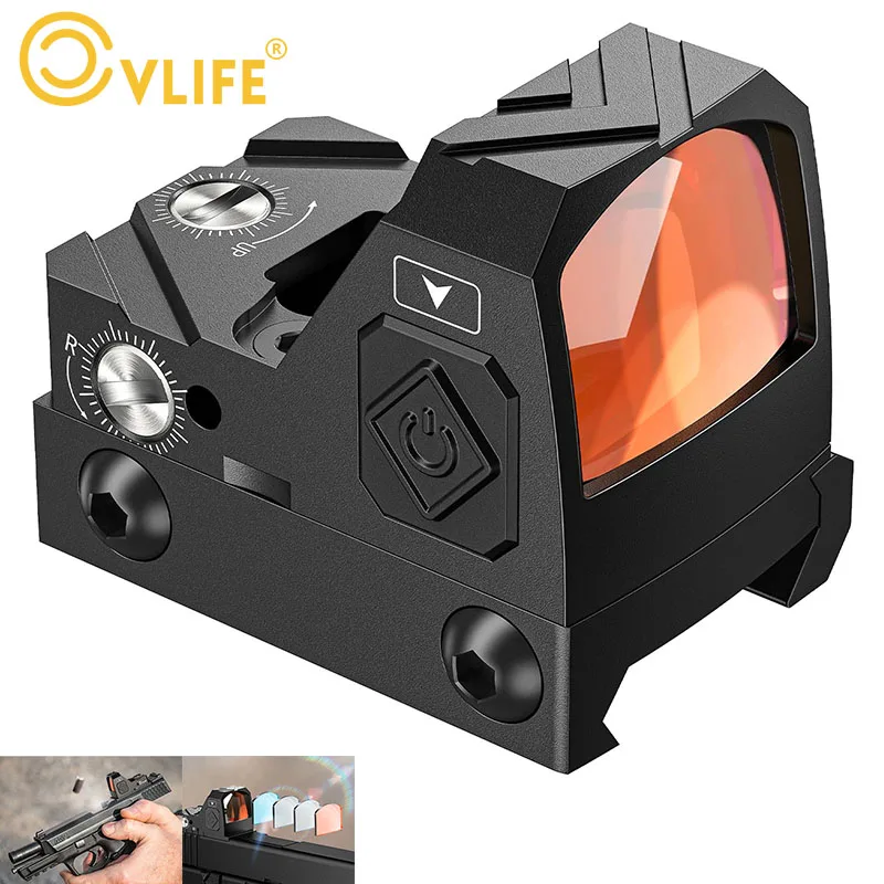

CVLIFE WolfCloak Motion Awake 2MOA Red Dot Sight Scope Fit with Handgun Shockproof with Adapter Plate for MOS and 21mm Picatinn