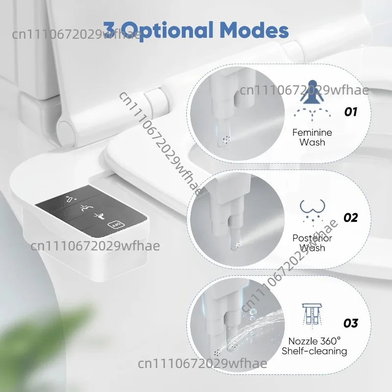 Self-Cleaning Nozzle,Non-Electric Self-Cleaning Bidet Attachment,Side Arm Control Ultra Thin Design Toilet Seat Dual Nozzle