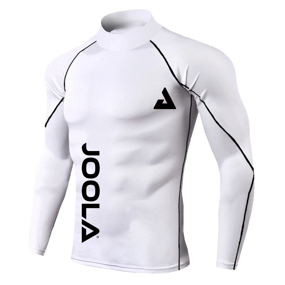 

JOOLA Men's High Neck Fitness Shirt, Elastic Quick Drying T-shirt, Professional Training Clothing, Casual Sports Top, Sports Lon
