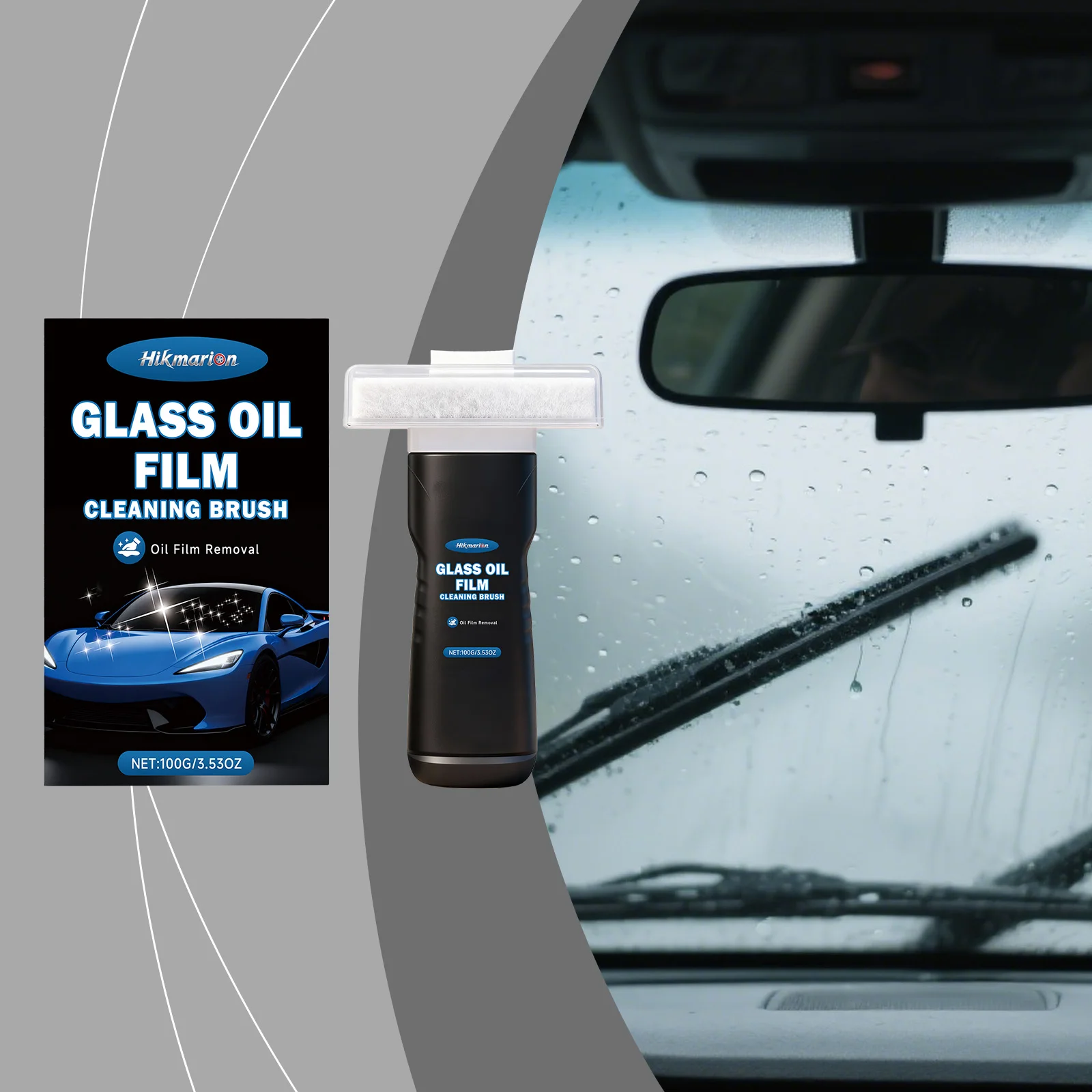 Windshield Oil Film Cleaning Brush - Car Glass Oil Film Eraser, Delivers Unobstructed View for Daily Driving Safety