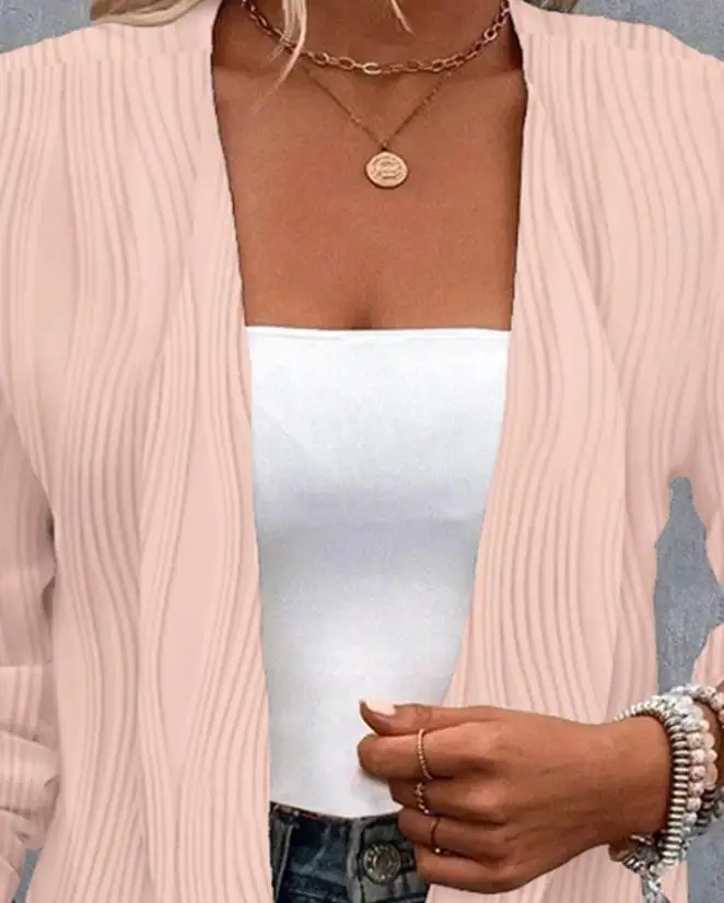 معطف نسائي مزين بأزرار مفتوح من الأمام ، معطف يومي ، أكمام طويلة ، الموضة ، الربيع ، الخريف ، جديد ،