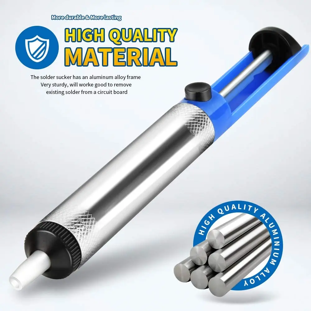 Aluminum Alloy Desoldering Pump, One-Handed Solder Sucker with Powerful Suction for PCB Circuit Board Repair Tool
