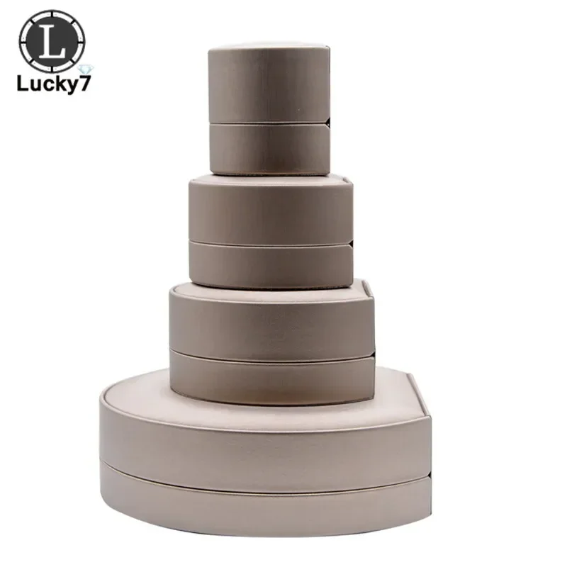 Jewelry Box Semicircular Ring Box Pendant Box Brushed Pu Leather Bracelet Necklace Box For Ring Display Jewelry Case Ring Holder