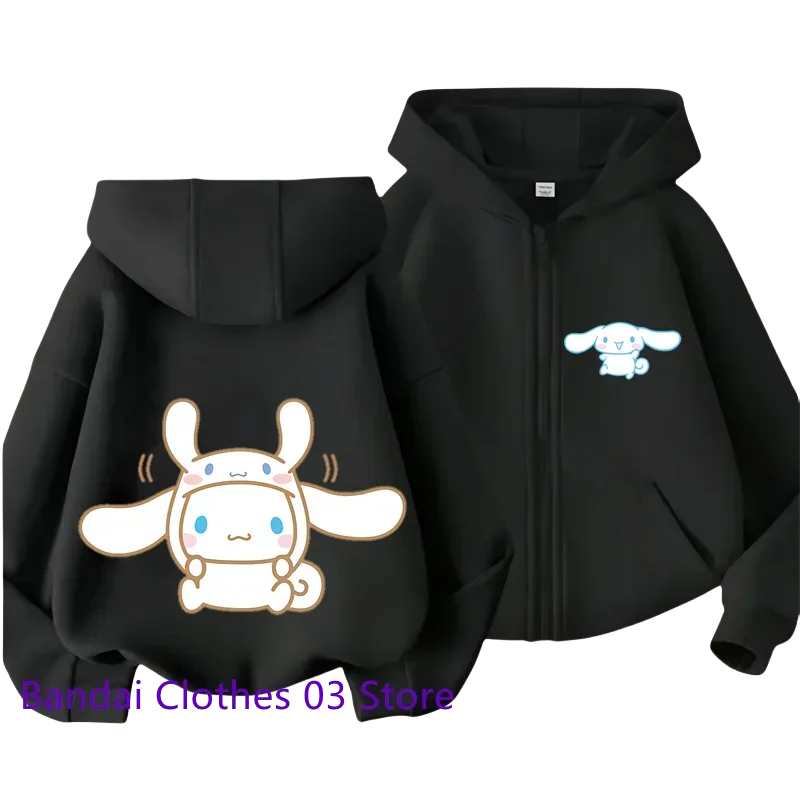 New Sanrio Zipper Hoodie 2 to 12 Year Girls Sweatshirt Autumn and Winter Long Sleeve Harajuku Jumper Series Sewing Casual Hoodie