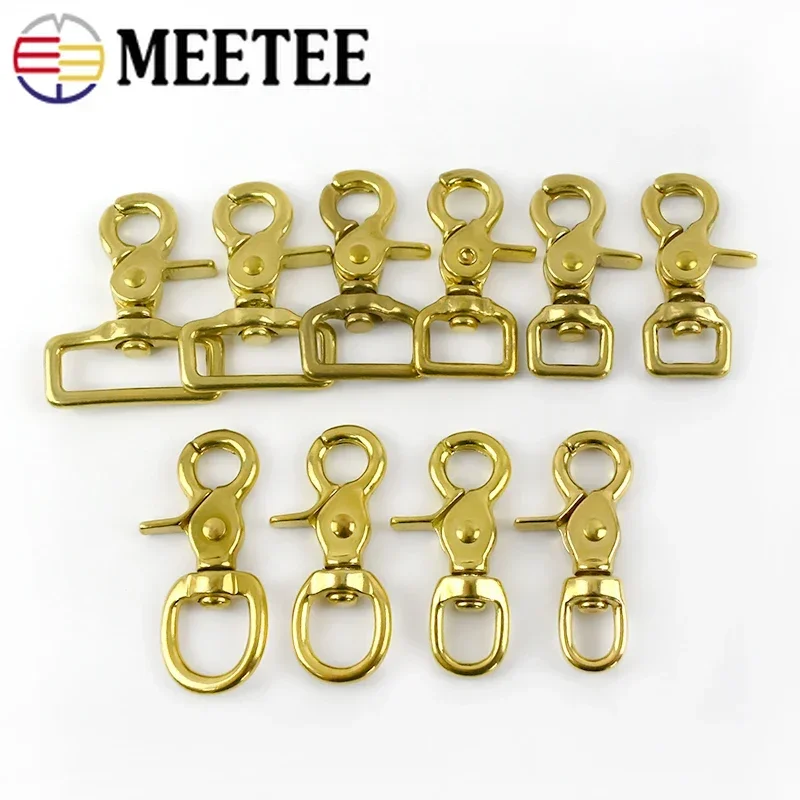 Meetee 2/5Pcs 10-38mm Pure Brass Buckles Carabiner Metal Dog Collar Hook Clips Luggage Straps Hang Snap Buckle Sewing Accessory