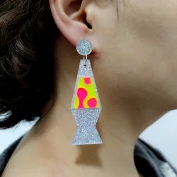 KUGUYS Lava lamp Drop Earrings for Women Glitter Acrylic Jewelry Fashion Accessories