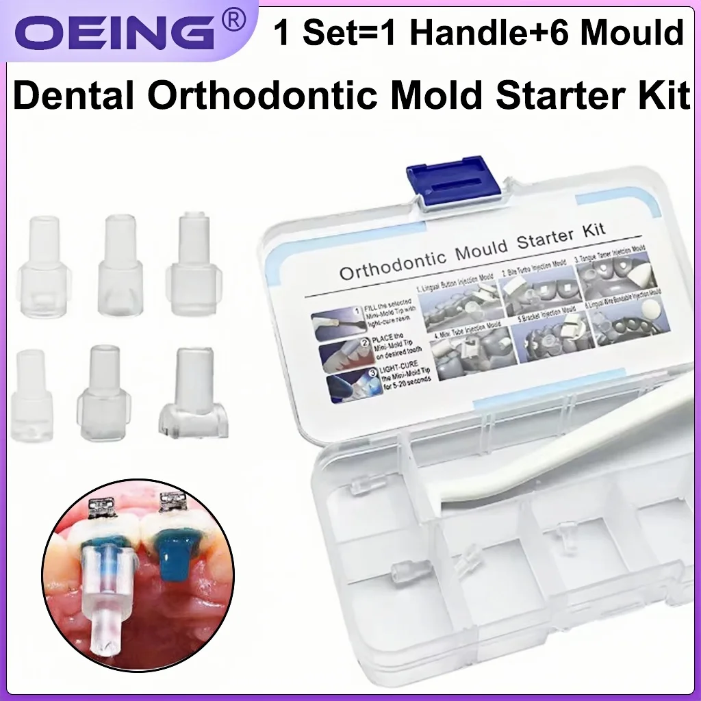 

6 шт./компл., стоматологические ортодонтические аксессуары, литьевая форма, мини-ортообразная форма, кнопка, кронштейн, стартовый комплект, стоматологические инструменты