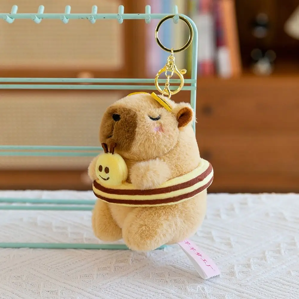 Plush Doll Cartoon Capybara Pendant Cartoon Funny Capybara Plush Keychain Cute 12cm Stuffed Plush Toys Key Ring Backpack Decor