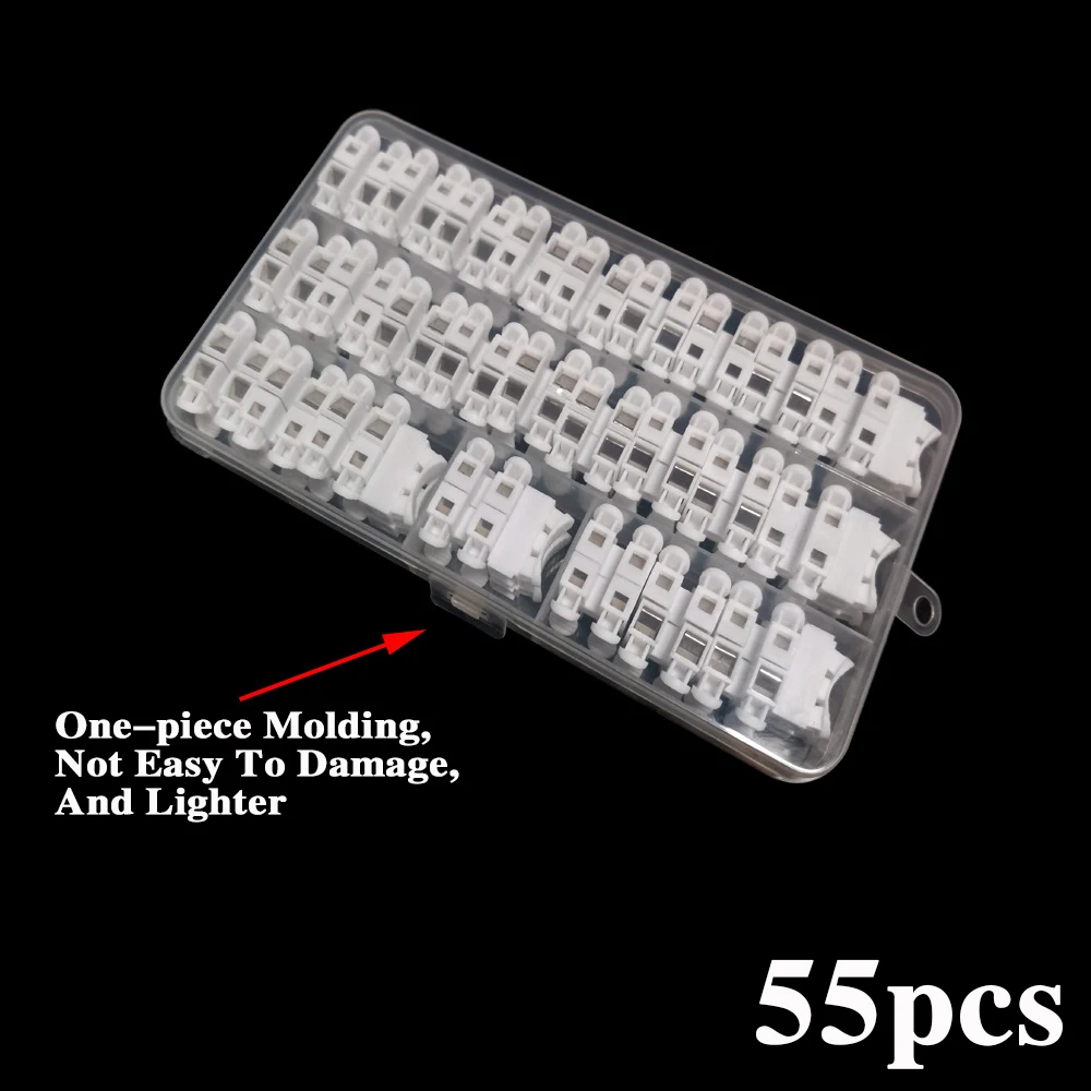 55PCS/lot CH-2 Spring Wire Quick Connector 10A 220V Electrical Crimp Terminals Block Splice Cable Clamp Fit Led Strip