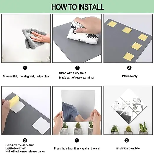 ذاتية اللصق ورقة مرآة مربعة ، الاكريليك ، مرنة ، كوتابل ، ملصقات الحائط ، غير الزجاج ، السلامة #3