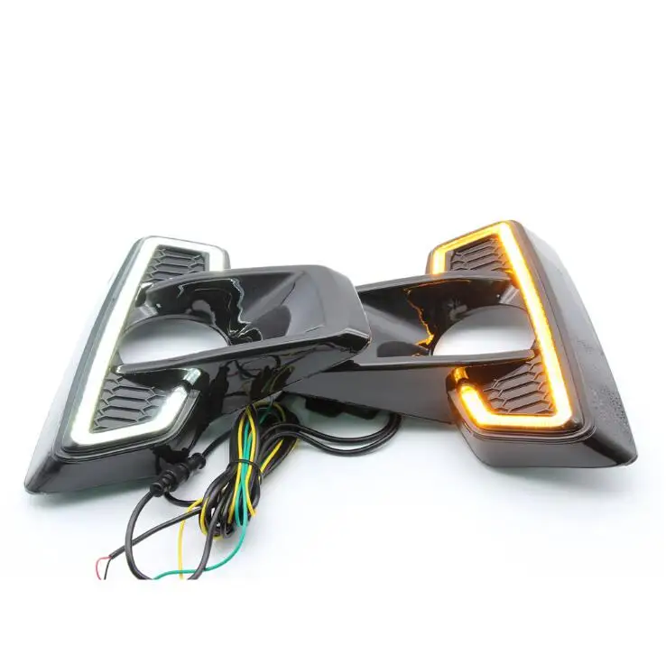 1 Set Bumper Lamp For Hilux Revo Rocco 2018 DRL LED Daytime Running Lights Daylight 12V ABS Fog Cover With Turn Yellow Signal