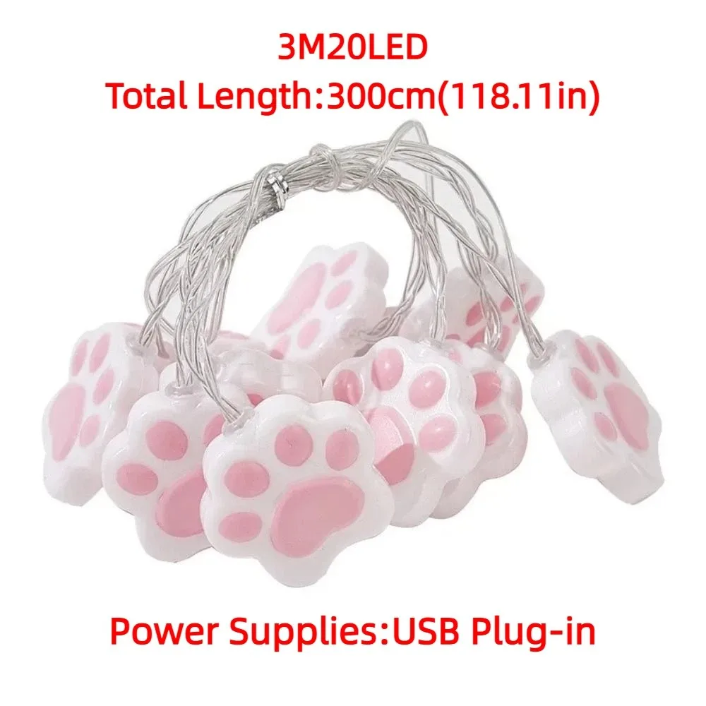 Cloud LED String Lights Creative 3M 20LED Basketball Decorative Lights Unique Cat Paws Night Light Outdoor Garden