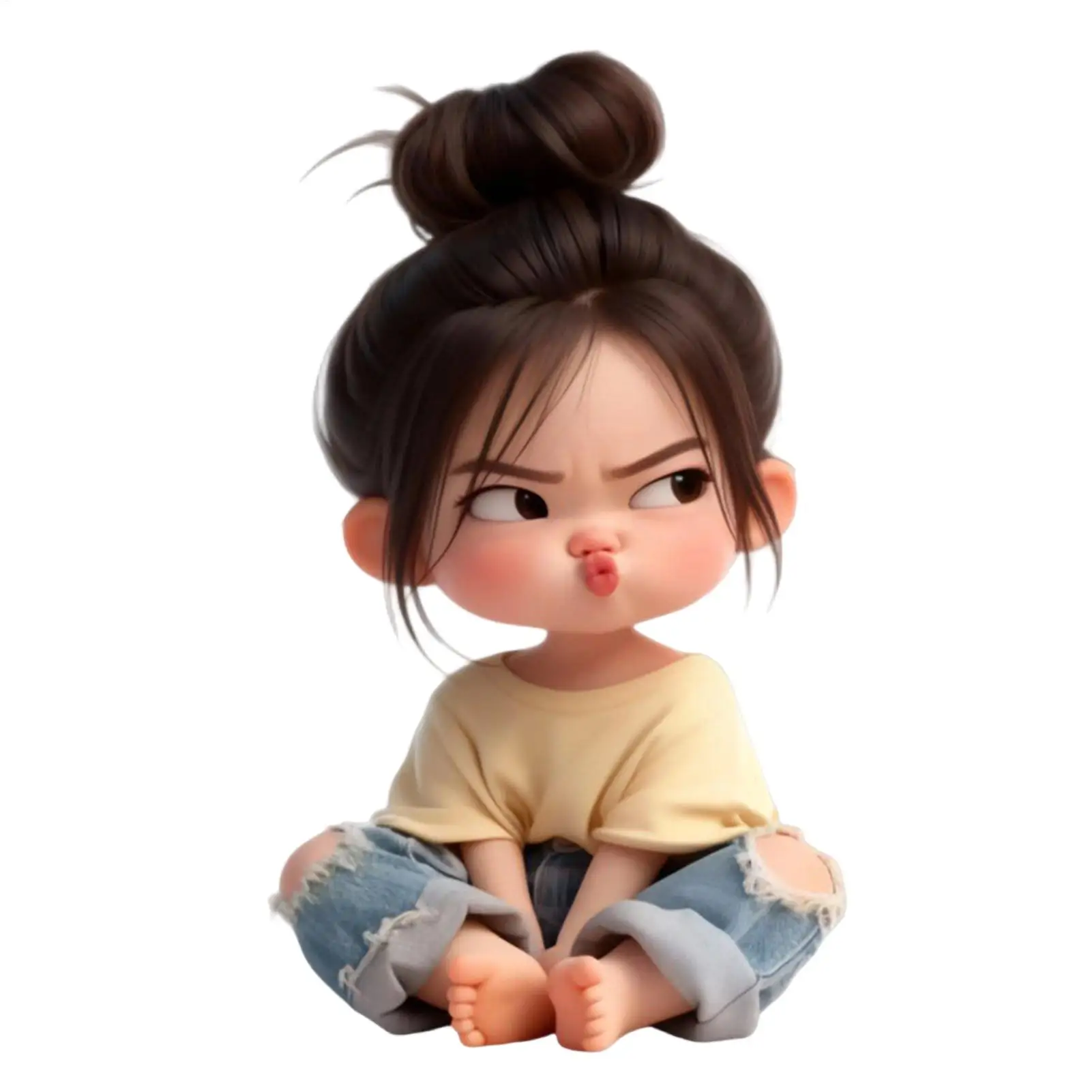 Cute Pouting Girl Pattern Car Decal, Waterproof Vinyl Sticker, 2D Flat Pattern Decorative Sticker For Car Window, Laptop, Bumper