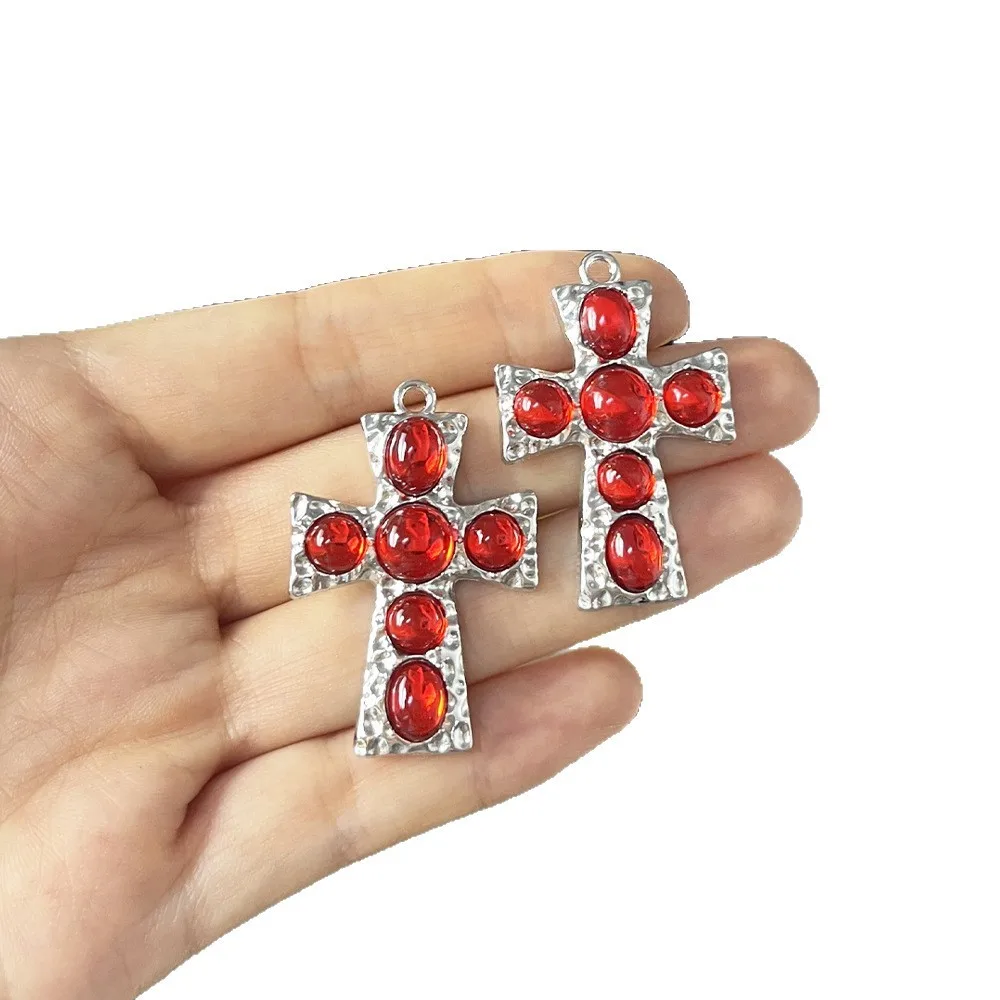 قطعتان من قلادة متقاطعة Y2K شديدة التحمل يمكنك صنعها بنفسك، قلادة من سبيكة على طراز الشرير للجنسين، إكسسوار متعدد الاستخدامات #5