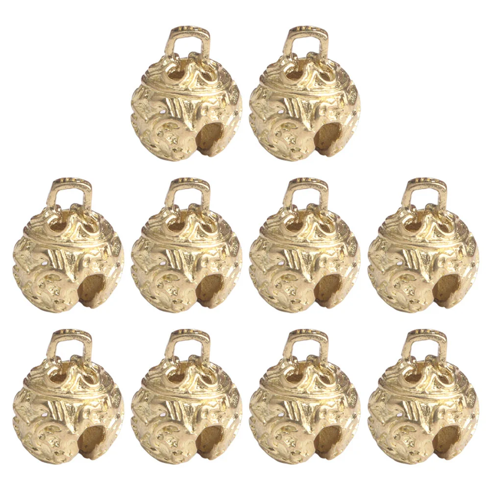 10Pcs Small Brass Bell Bells Dzwonek Metal Christmas Cow Ornament Jingle Pattern Minimalism Wireless Doorbell Solid Wooden