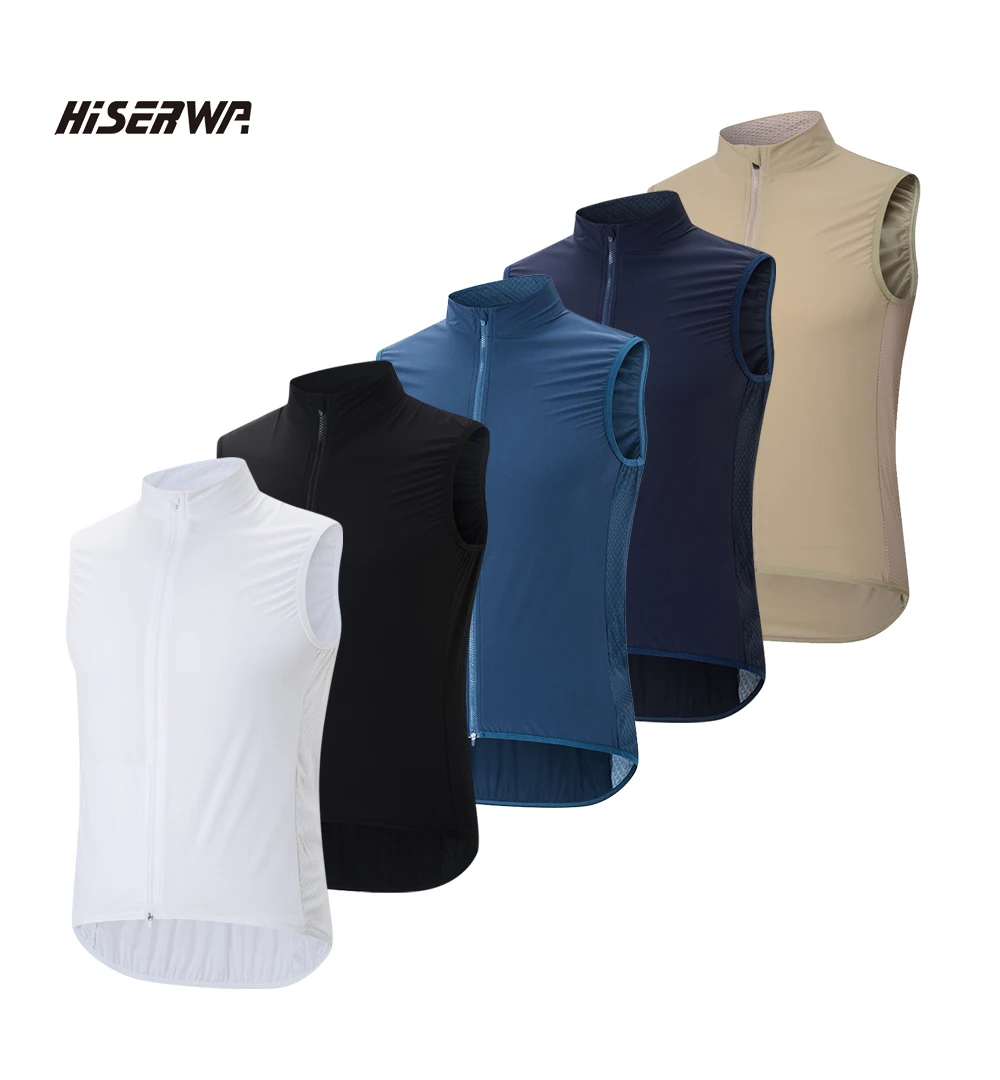 HISERWA Cycling Vest Windproof Sleeveless Bicycle Gilet Lightweight Outdoor Windproof MTB Vest Cycling Clothing