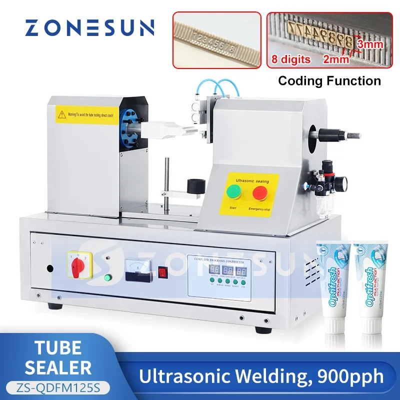 

ZONESUN Plastic tube sealing machinery Ultrasonic soft hose sealer tools composite hose/pipe welding ZS-QDFW125S