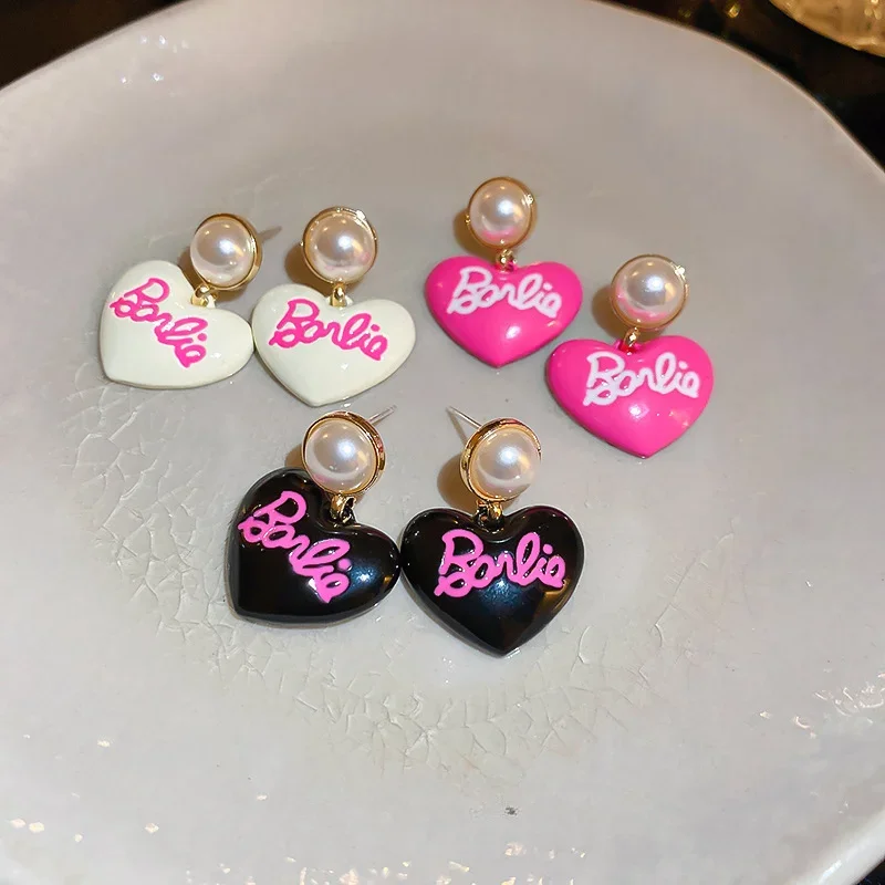 Women's Pearl Love Earrings Creative Personality Minimalist Dopamine Barbie Pink Girls Earrings Women's Cute Party Jewelry Gifts