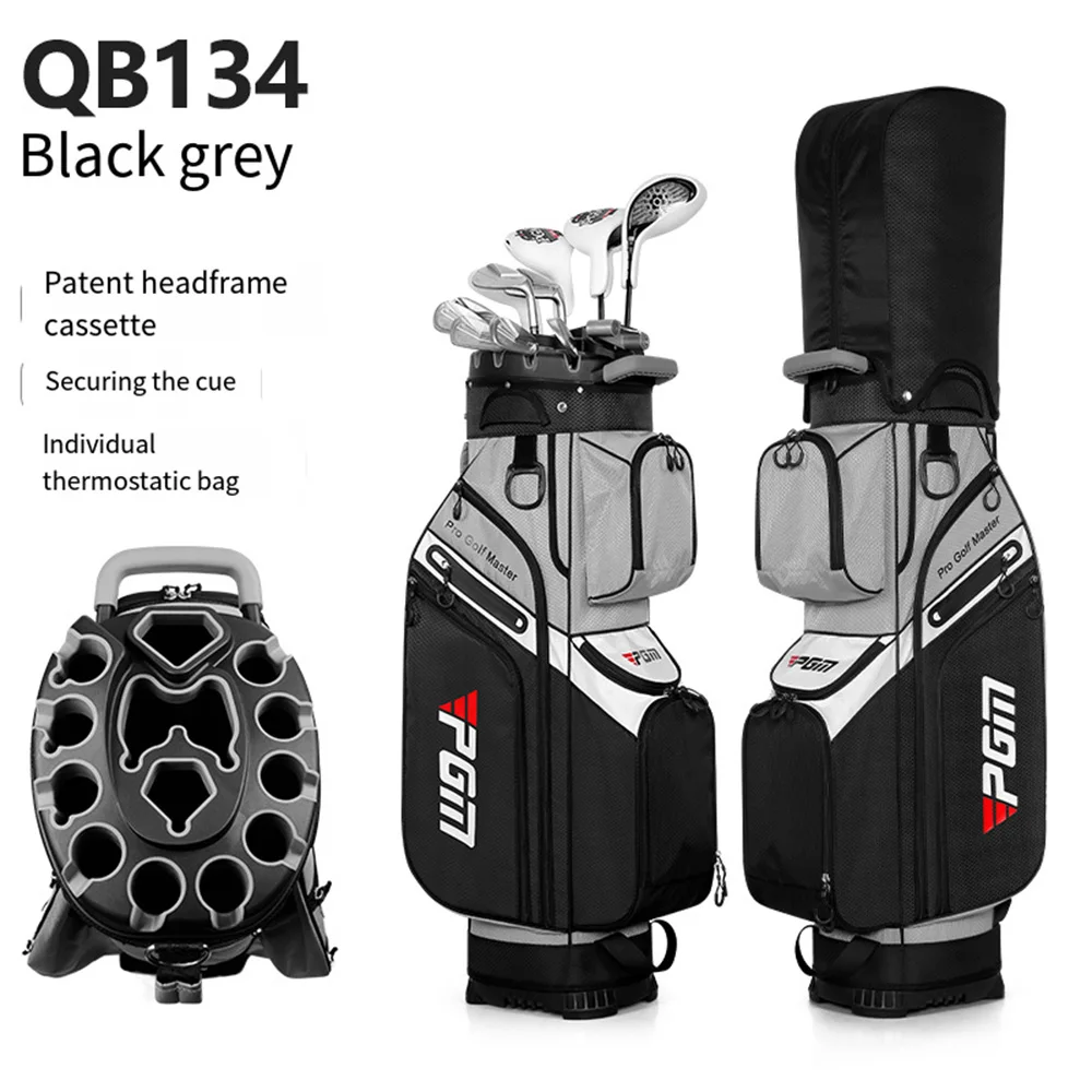 PGM PU Golf Bag Multi-Function Waterproof Anti-collision Retention Fixed Frame Golf Club Bag Large Capacity Travel Bags QB134