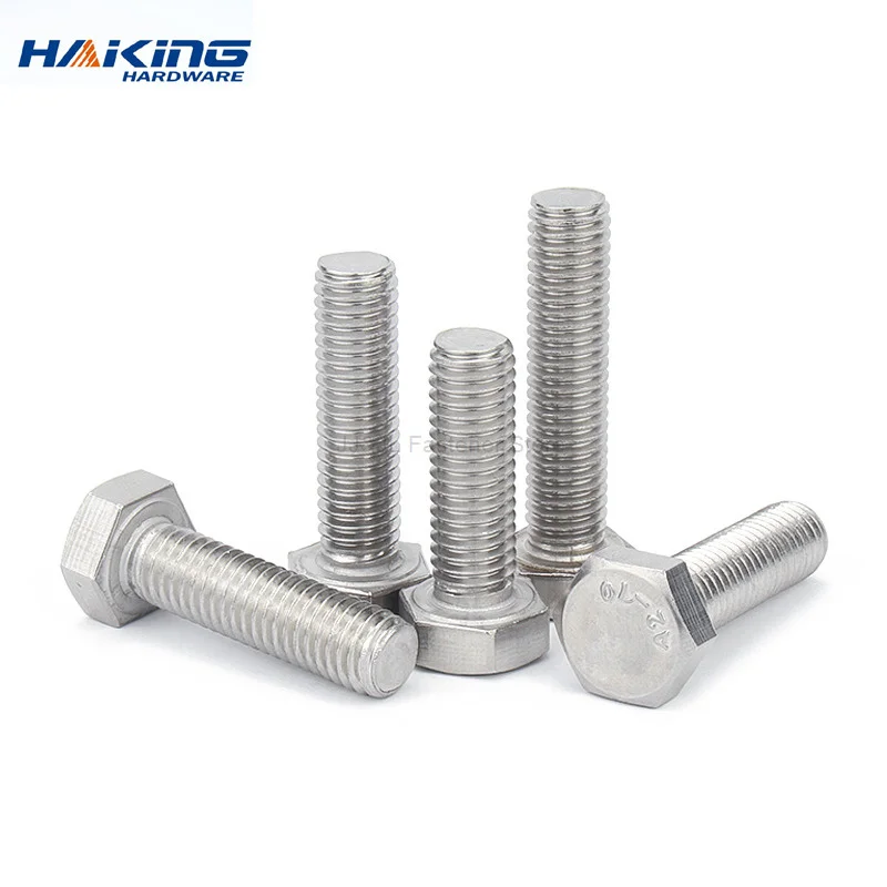 External Hex Hexagon Head Screws with Full Thread M4 M5 M6 M8 M10 M12 M14 304 Stainless Steel Hexagon Head Bolt DIN933