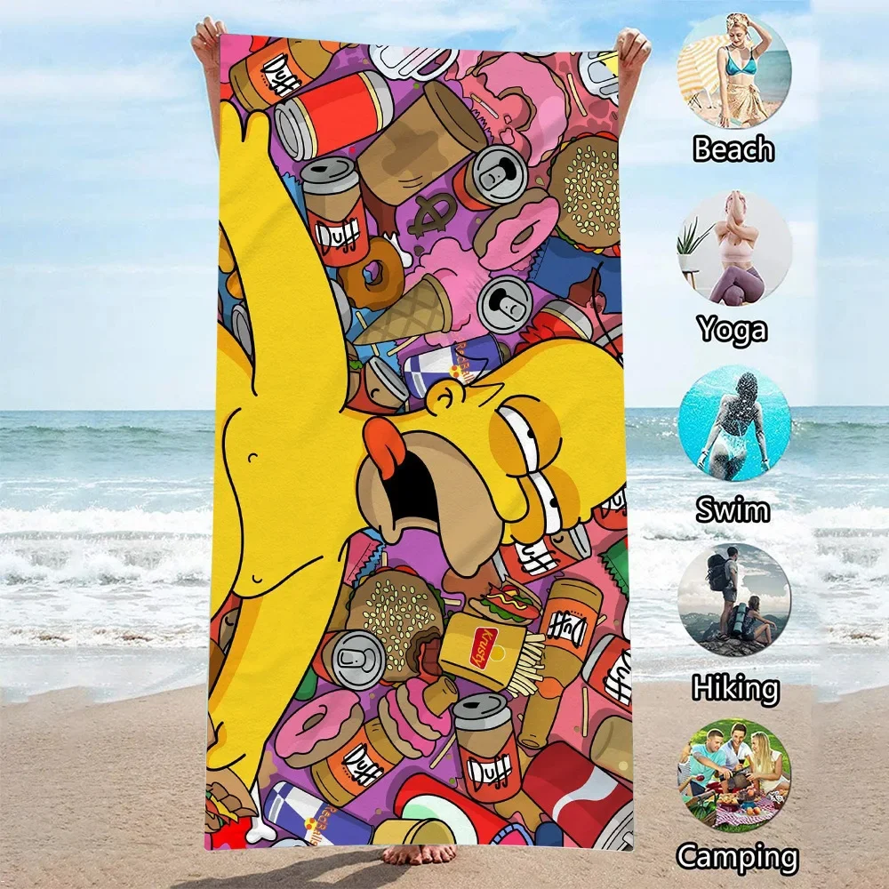 Anime Cross Border S-Simpson Animation Bath Towels Microfiber Beach Swimming Towel Decor for Adults Kids Gift 75x150cm