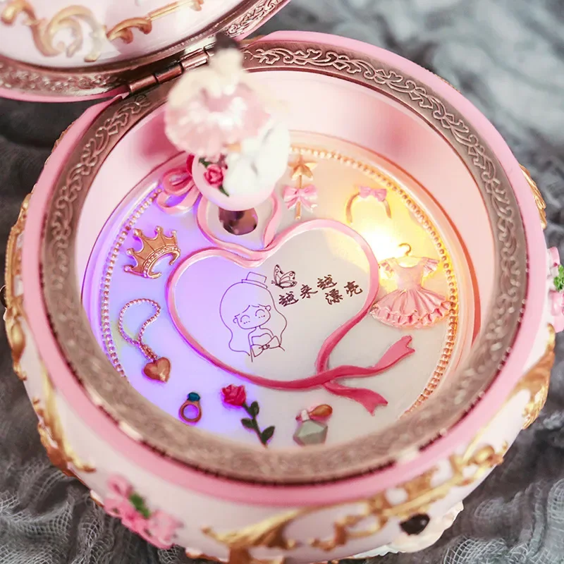 Rotating Ballet Dancer Music Box Creative Empty City Theme Mechanical Wind Up Gift for Kids Girls Birthday Christmas Present