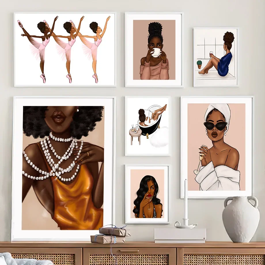 Black Fashion Girl Holiday Time Dancing Wall Art Mural Canvas Painting Posters And Prints Wall Pictures For Living Room Decor