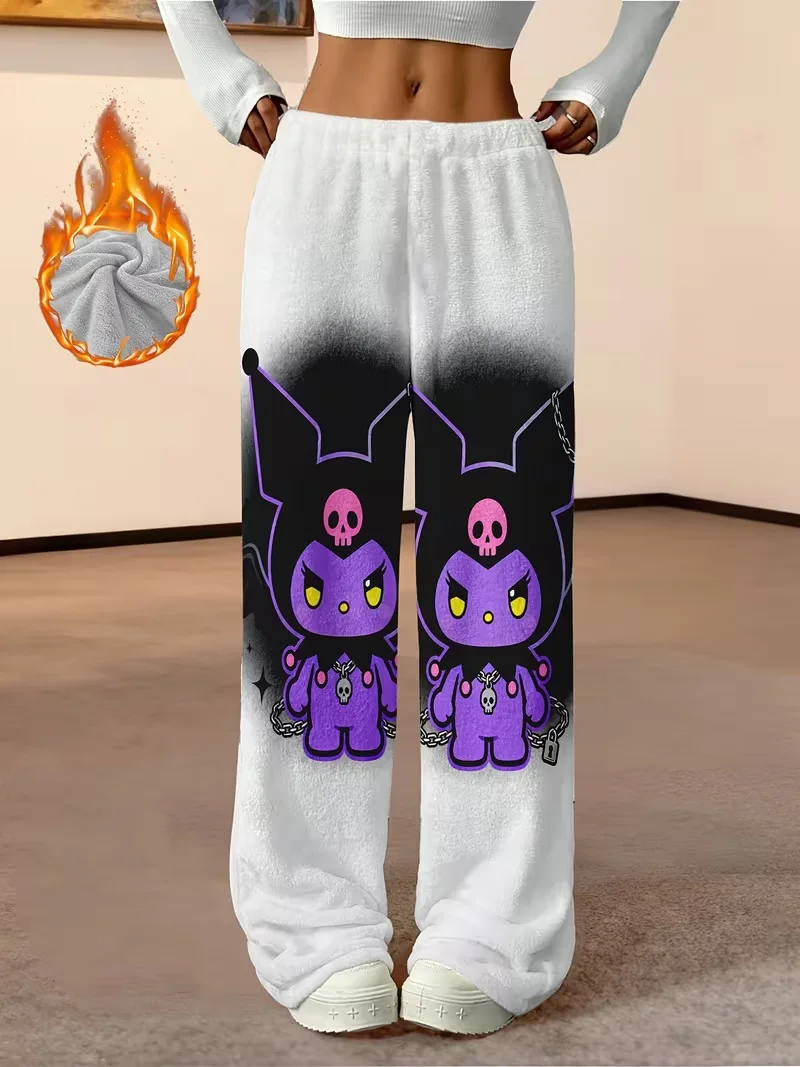 

Sanrio Family Kuromi Hello Kitty Cat окружающие рождественские штаны для сна осень/зима плюшевые мультяшные для взрослых и детей теплые для отдыха