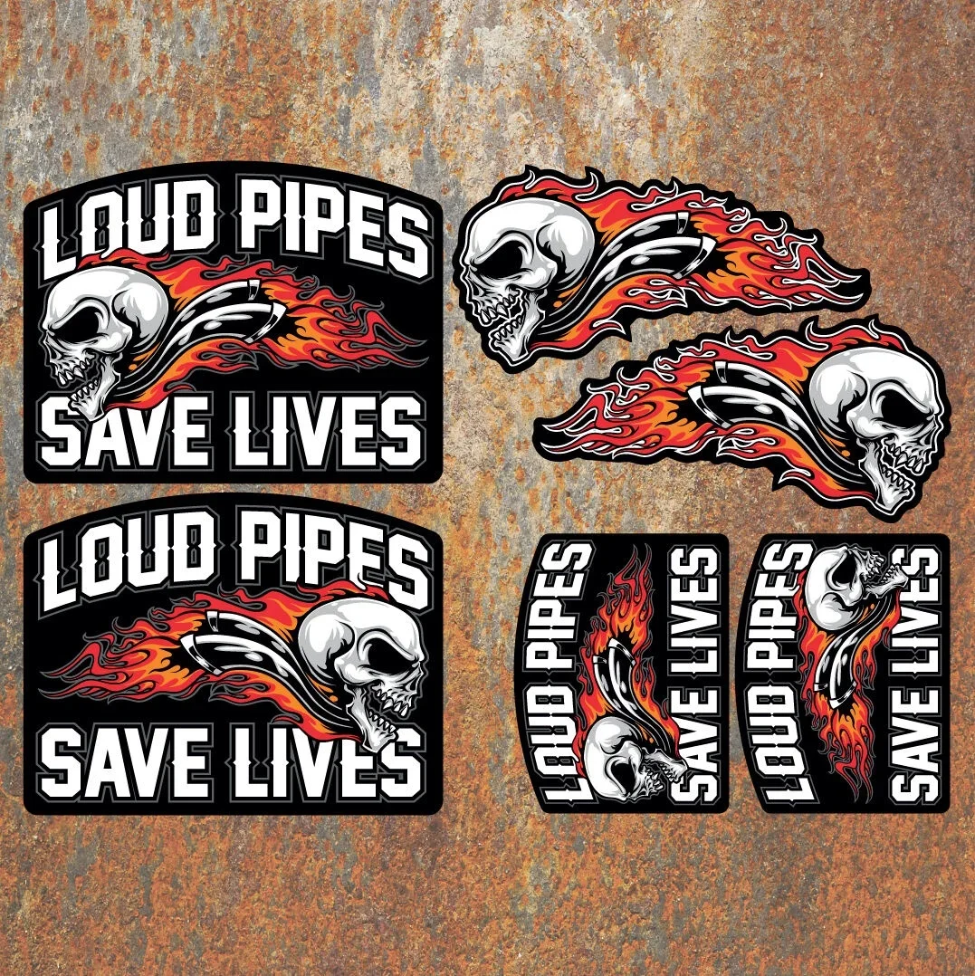 

For 1Set LOUD PIPES SAVE LIVES Sticker set Biker Motorcycle Bobber Chopper Car Hot Rod