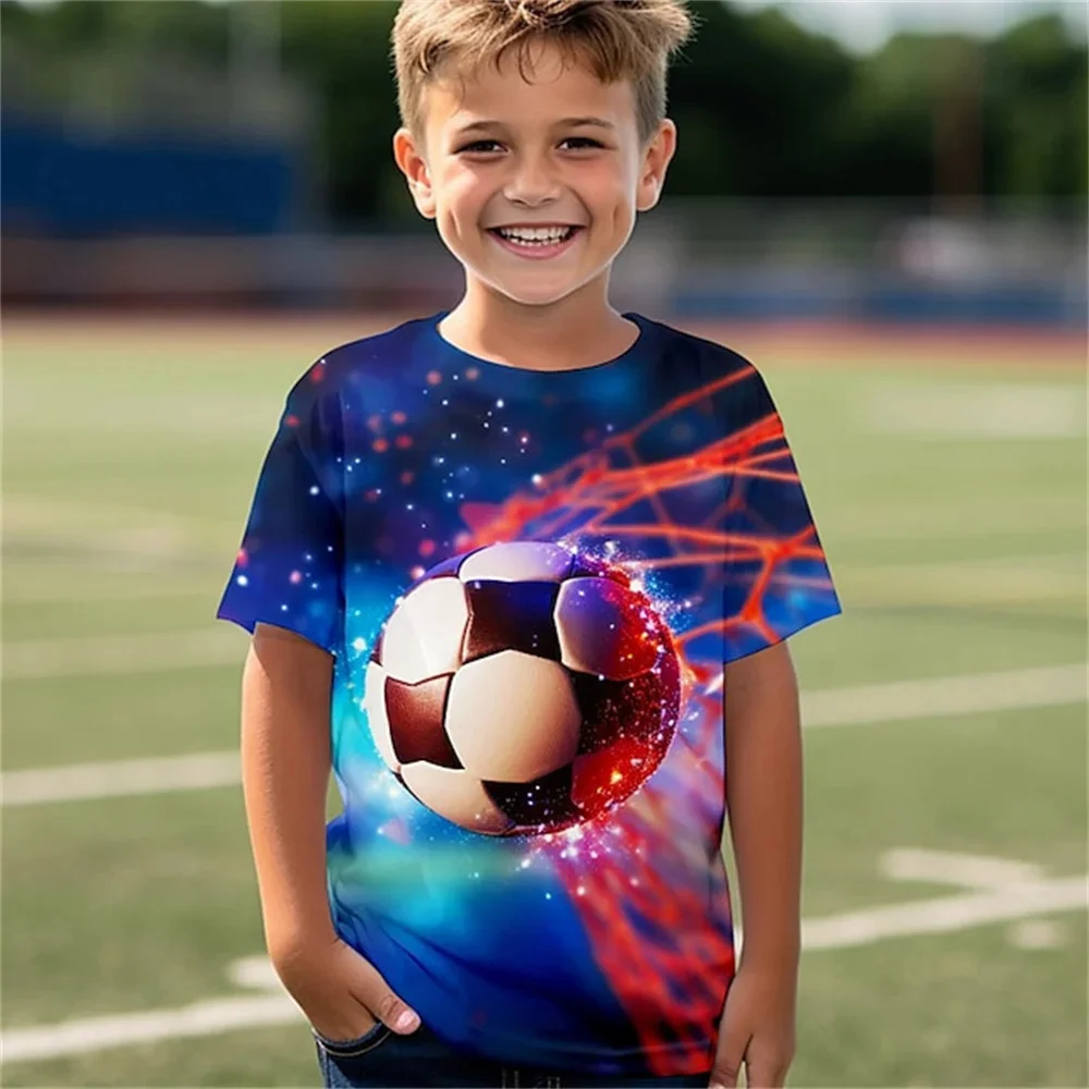 Esportes de fitness correndo futebol impressão 3d menino camisetas moda manga curta camisetas casuais roupas para meninos crianças camisetas