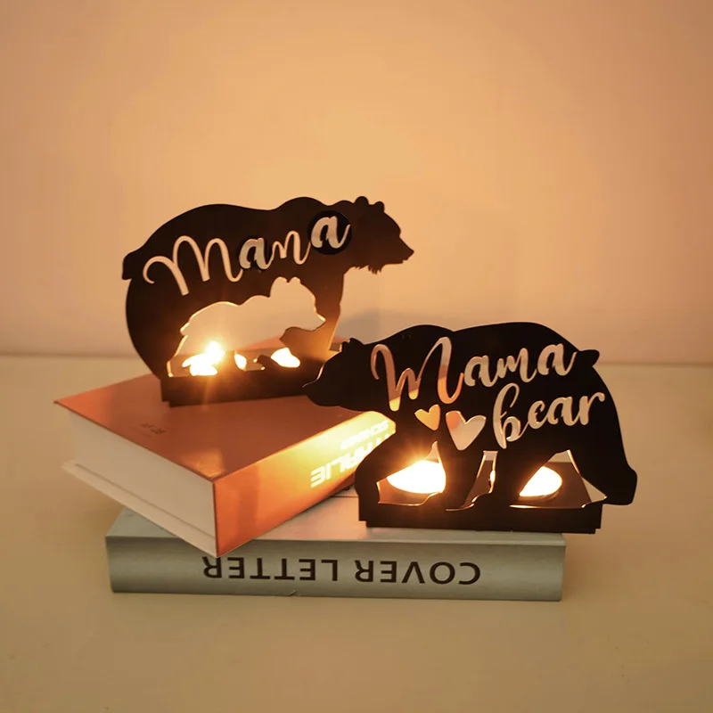 

New European Mother's Day wrought iron candlestick ornament creative hollow pattern modeling holiday gifts handicrafts