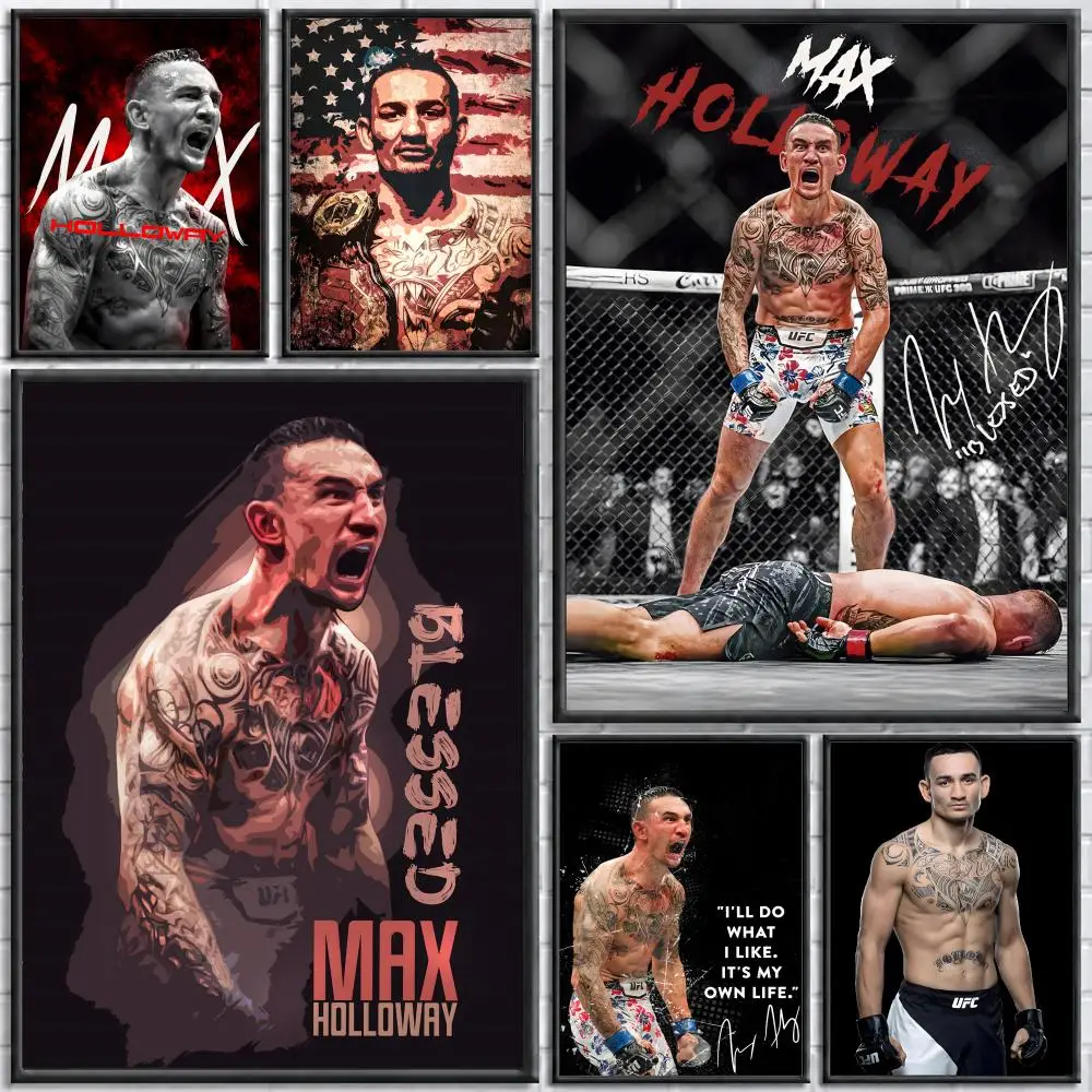 Affiche d'athlète Max Holloway, autocollant mural imperméable, auto-adhésif, Art HD, décoration de chambre à coucher, de Bar