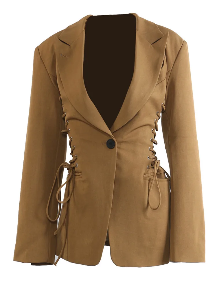 CiCi 2025 الخريف الشتاء تتجه مربوط خندق السترة معطف للنساء البوليستر تعادل الخصر مكتب العمل شيك ملابس خارجية يوميا #6