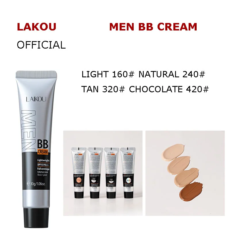 BB 리퀴드 파운데이션 남성용 BB 크림 풀 커버리지 페이셜 방수 남성 화장품 컨실러 오랫동안 지속되는 메이크업 파운데이션