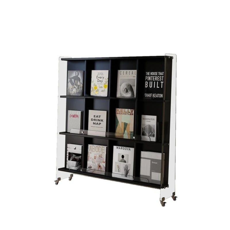 

Nordic living room magazine rack ins wind reading display bookshelf newspaper rack floor mobile book storage jω