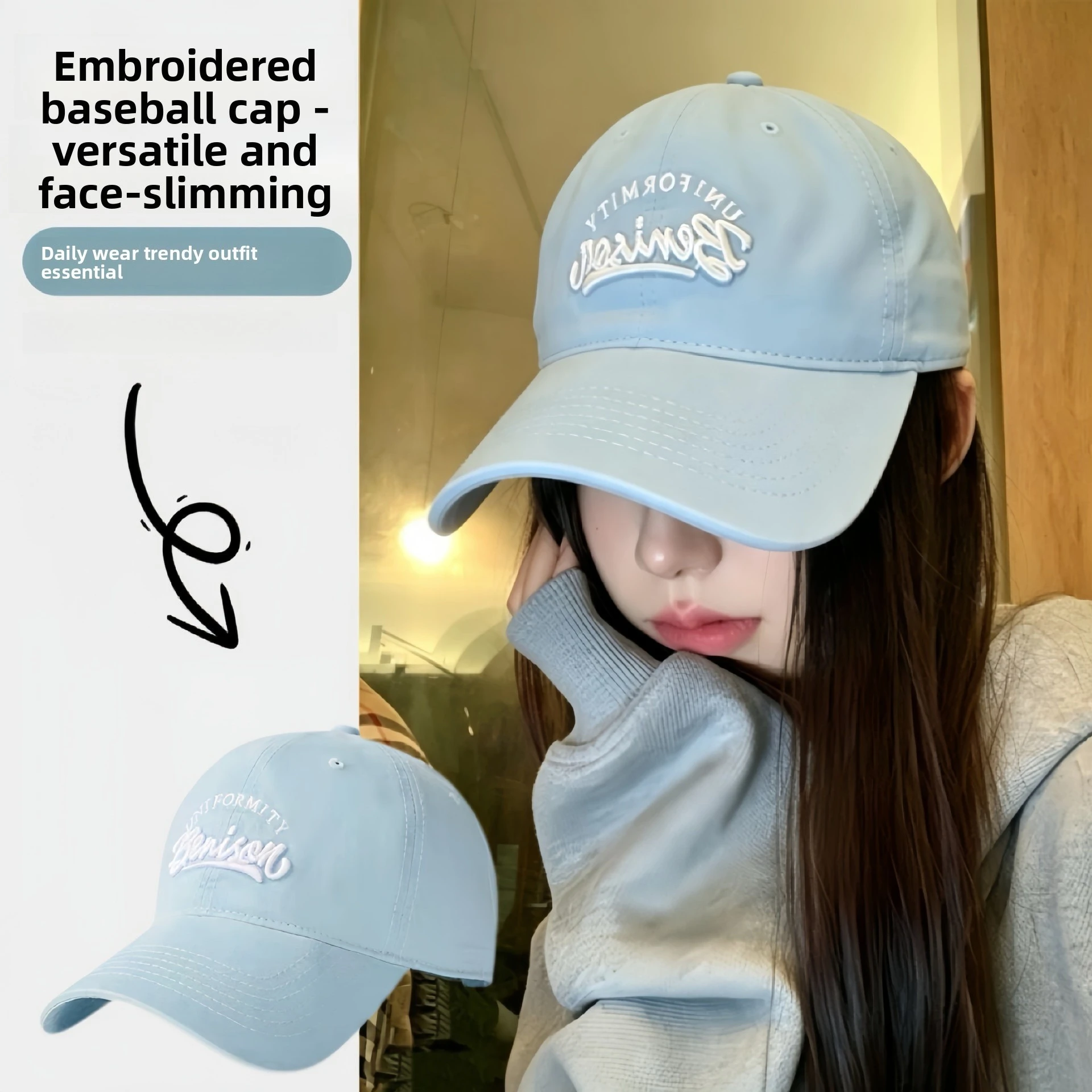 UV Protection Soft Top Baseball Cap Korean Style Letter Embroidered Sun Protective Versatile for Men Women Four Season Daily