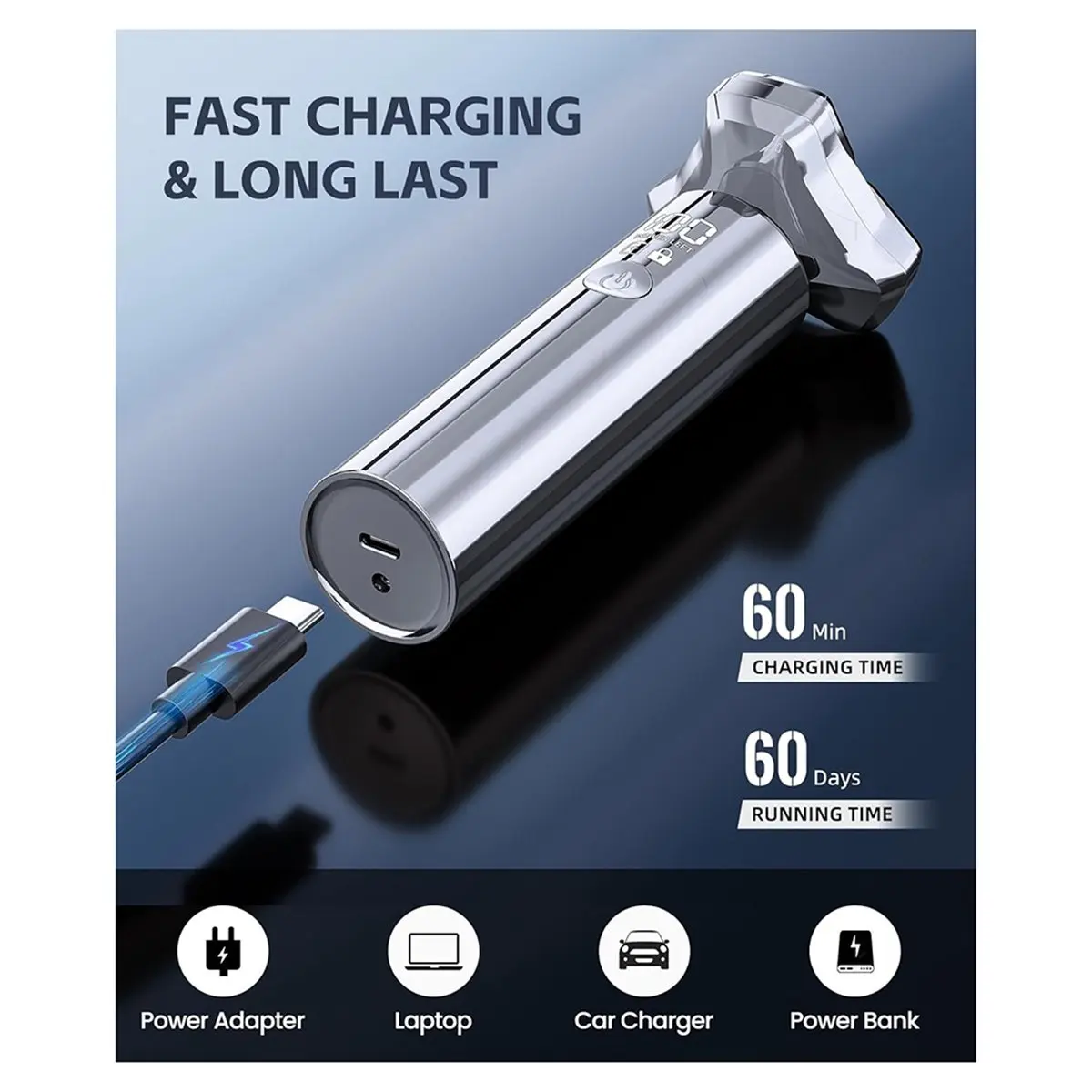 a73u-メンズ電気シェーバー、メンズ充電式ウェット＆ドライシェーバー、急速充電、防水、led-ディスプレイ。