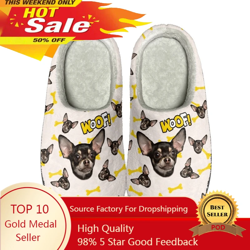 Chihuahua Home Cotton Slippers Mens Womens Thermal Indoor Slipper Customized DIY Shoe Plush Bedroom Casual Keep Warm Shoes