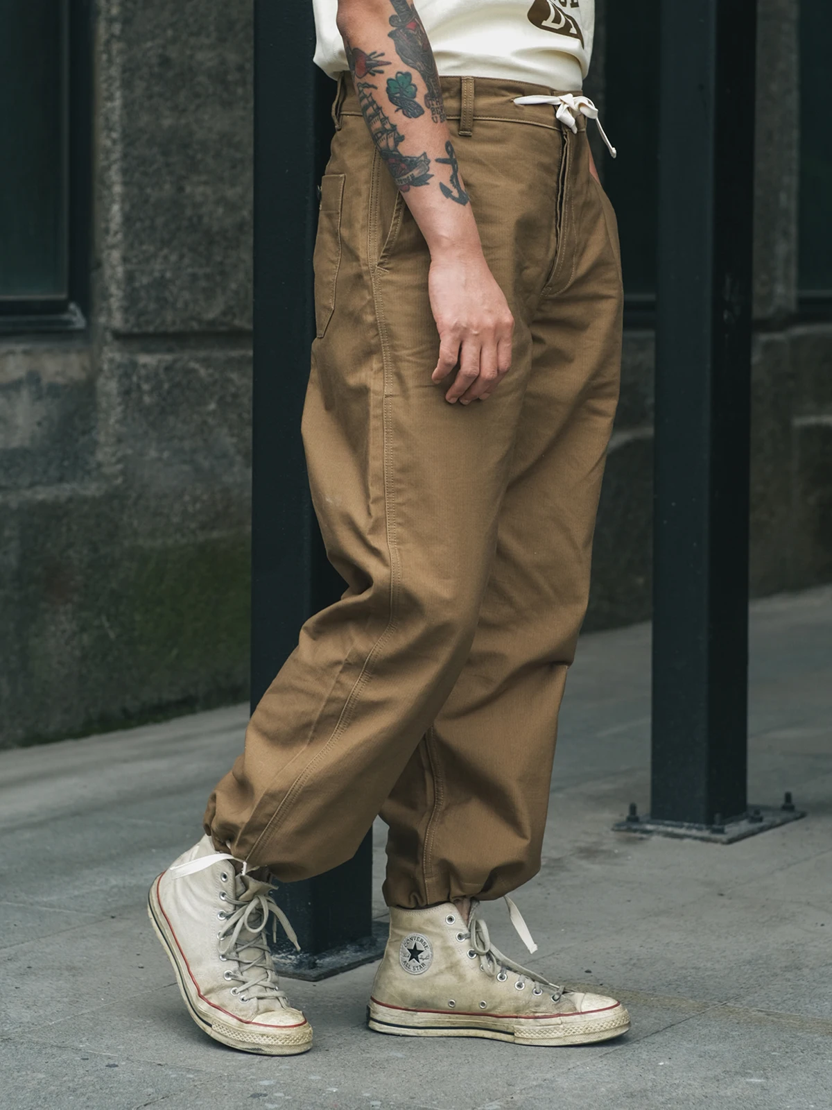 

Red Bronson Bronson Test Version Sailor Protection Pants High Waist Loose Straight Leg Dstring Casual Workwear Long Tro...