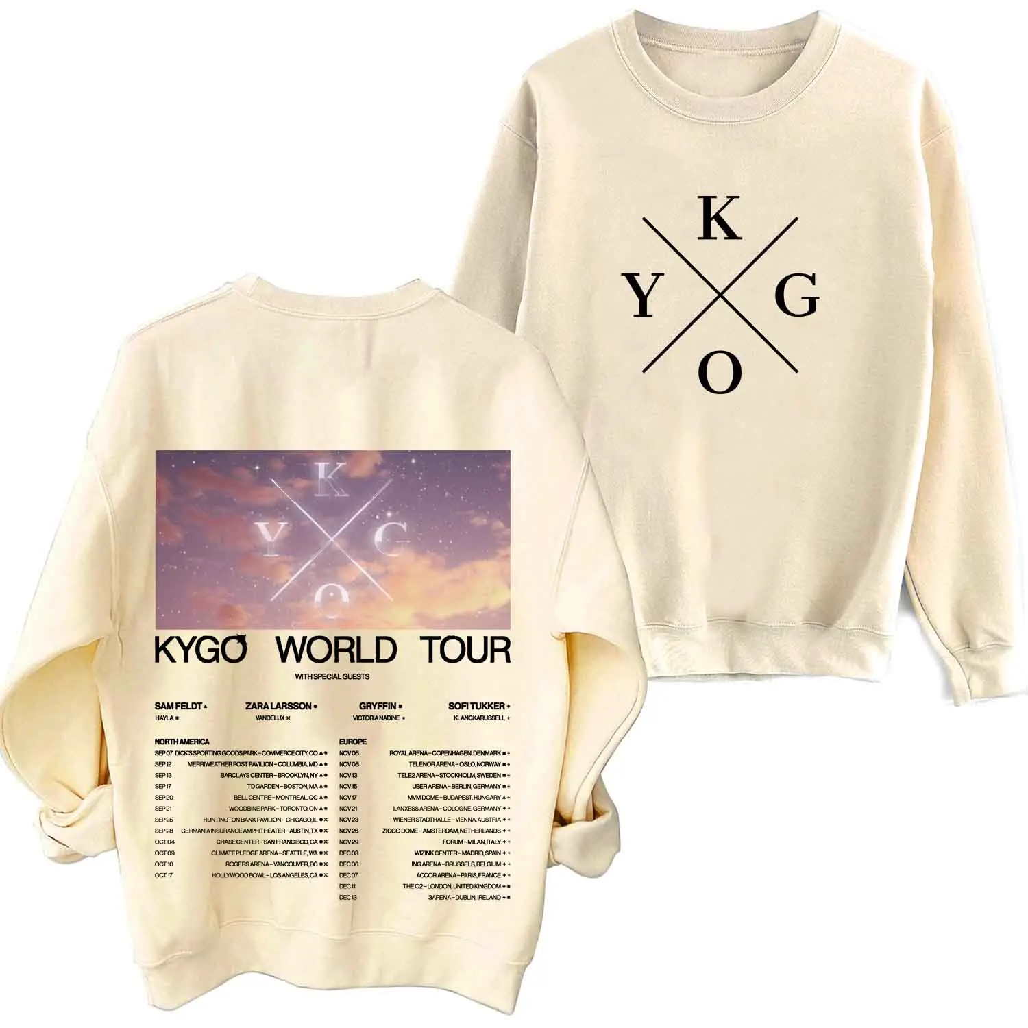 Kygo World Tour-Sweat à Capuche à Manches sulfet Col Rond pour Homme et Femme, Vêtement Décontracté avec Impression Régulière, Printemps et Automne 2024