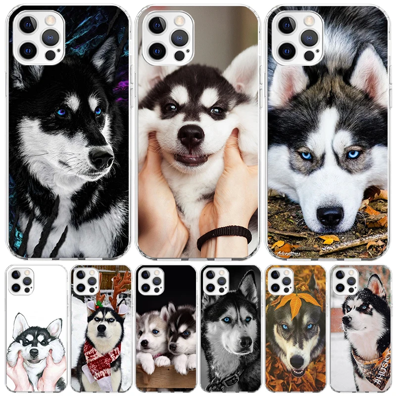 Siberian Husky Dog Phone Case For Apple Iphone 11 12 13 Mini 14 15 16 Pro Max 7 Plus X XS XR SE Art Customized Coque Capa