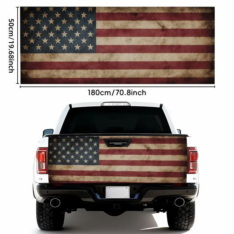 Decorative posters,1PC 19.69x70.87in American Flag Car Sticker 50 Stars 13 Stripes Mountain Style Faded Waterproof Self Adhesive