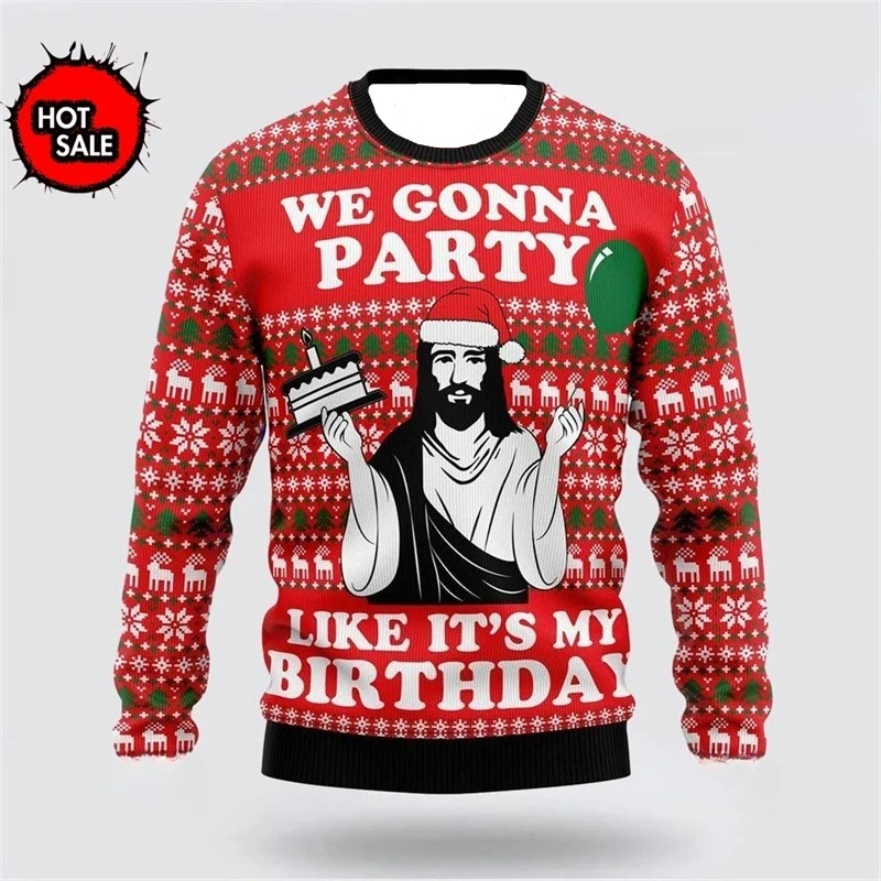 الرجال النساء عطلة ثلاثية الأبعاد مضحك مطبوعة القبيح عيد الميلاد البلوزات لاعبا القمم حفلة عيد الميلاد بلوزات عيد ميلاد سعيد يسوع سترة قبيحة
