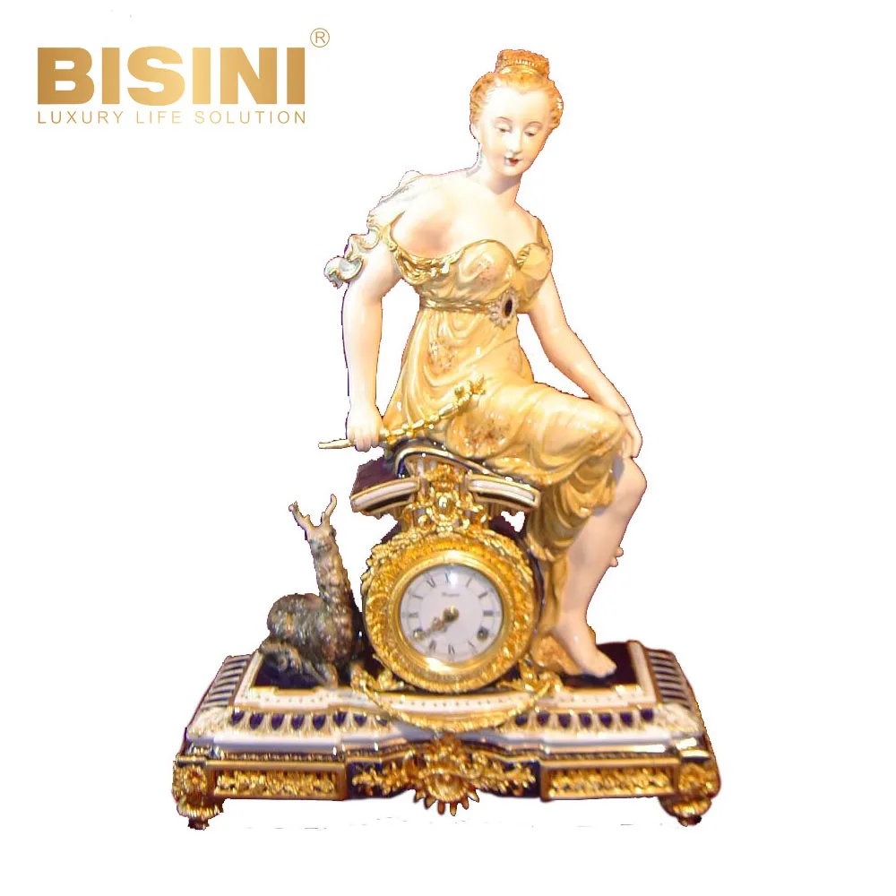 Retro Exquisite Ceramic Clock Flower Decoration Creative French High-end Villa Living Room Home Use Light Luxury Tabletop Clock