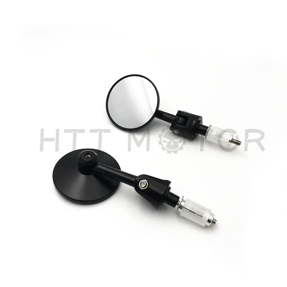 

Motorcycle 22mm Universal Handlebar Bar End Rearview Side Mirror Aluminum Round Black