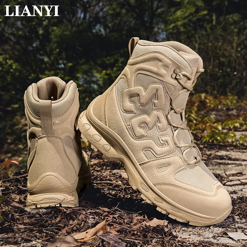 

Мужские военные ботинки LIANYI 2026, большие размеры 39-47, тактические, для спецназа, для пустыни, из натуральной кожи, водонепроницаемые, зимние