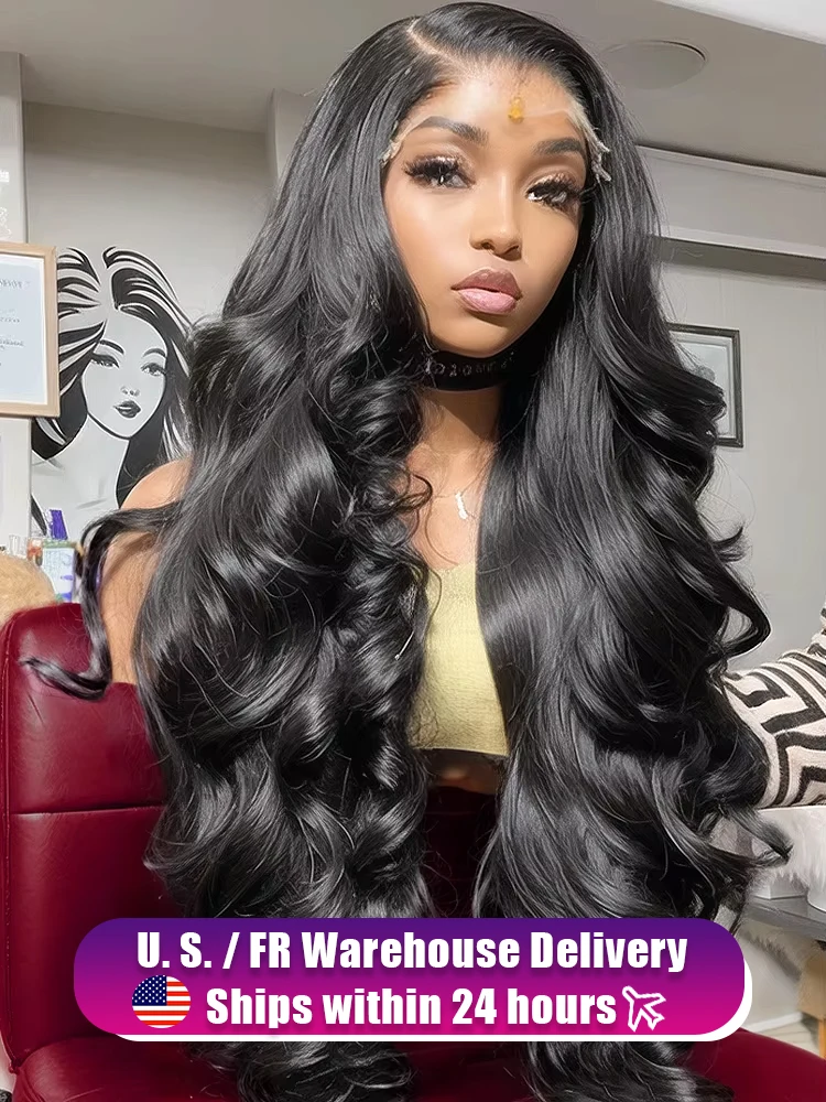 

30 40 44 Inch Remy 13x6 13x5 Raw Body Wave Lace Frontal Wig 200 Density Preplucked Brazilian Raw Lace Front 100% Human Hair Wigs
